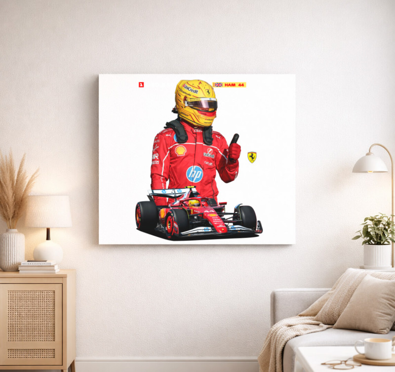 Lewis Hamilton Ferrari Fotó vászonkép — Fehér