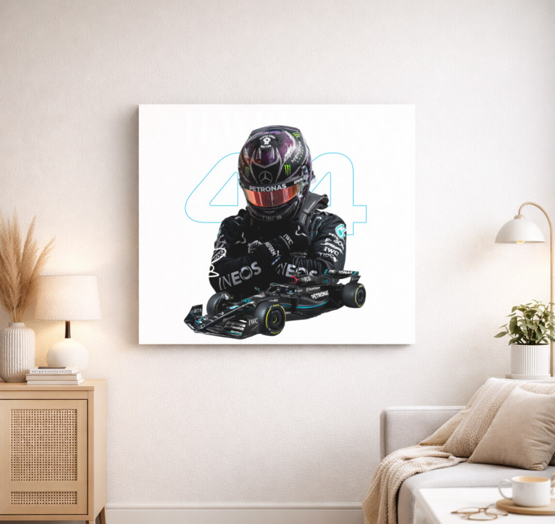 Lewis Hamilton Mercedes vászonkép — Fehér