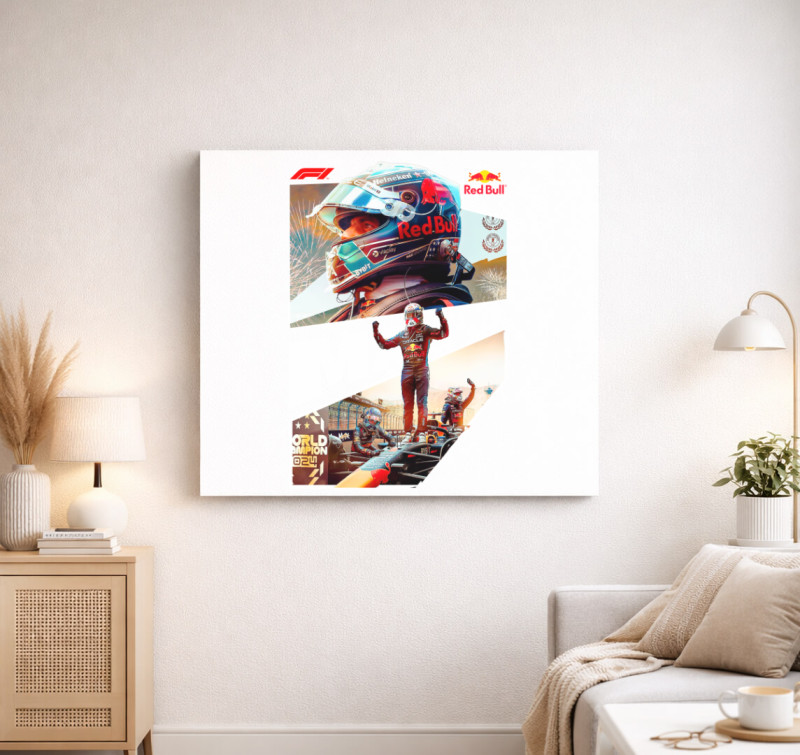 Max Verstappen World Champion vászonkép — Fehér