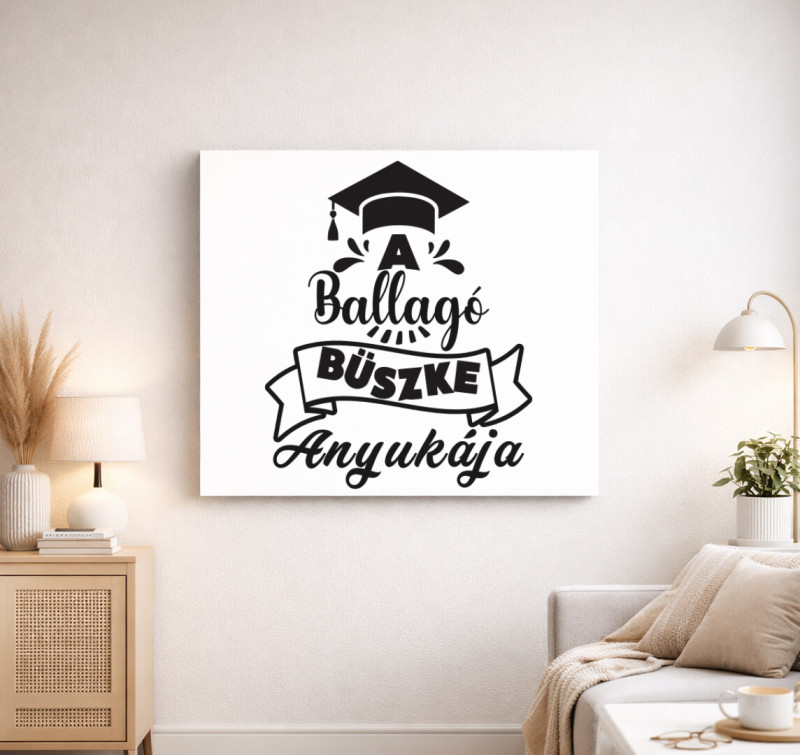 A ballagó büszke anyukája vászonkép — Fehér