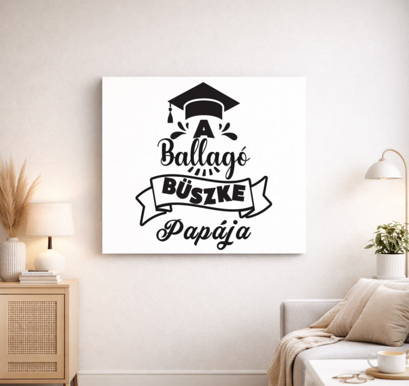 A ballagó büszke papája vászonkép — Fehér