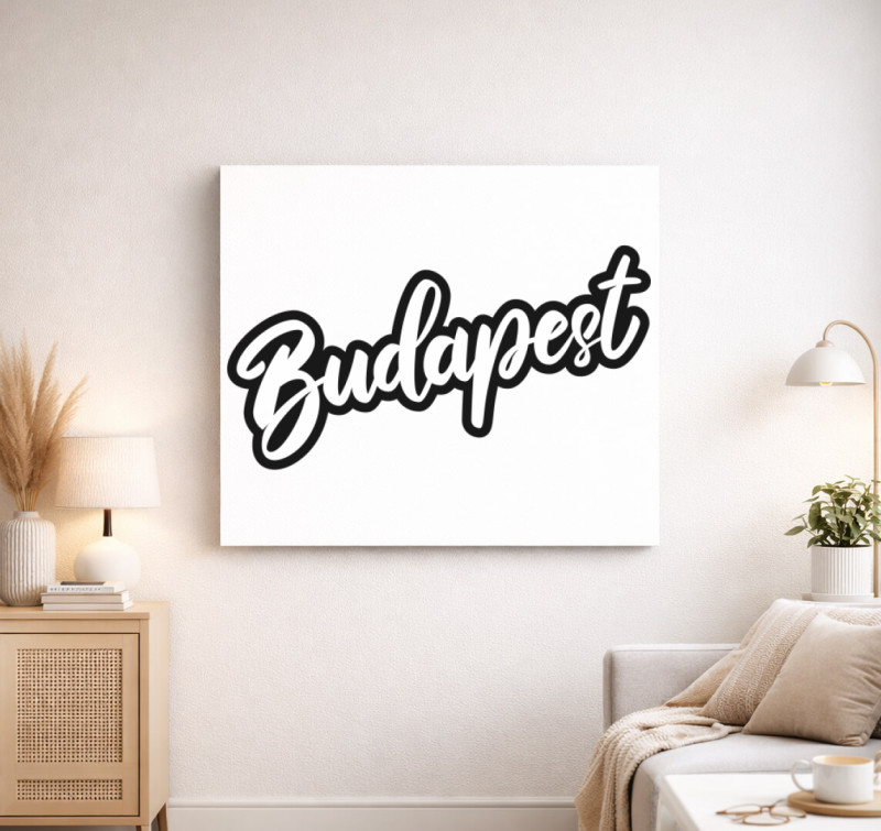 Budapest felirat vászonkép — Fehér