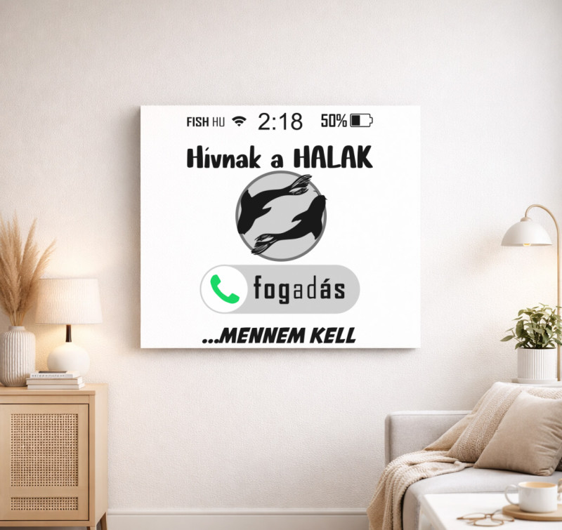 Hívnak a halak vászonkép — Fehér