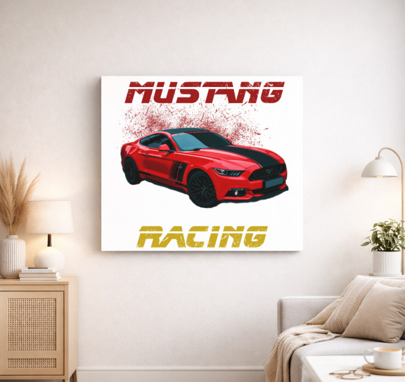 Mustang Racing vászonkép — Fehér