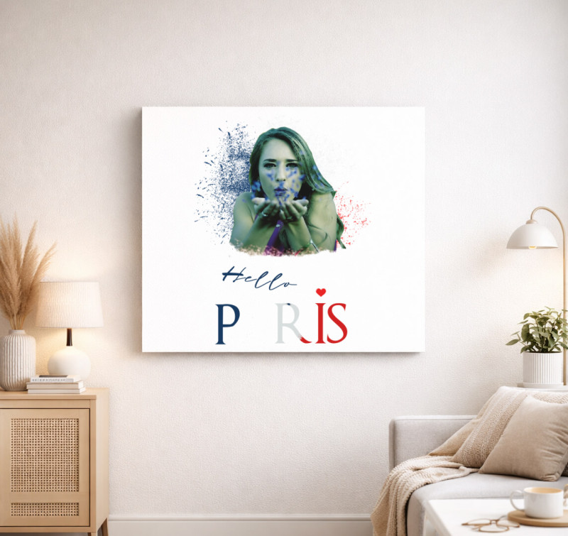 Hello Paris vászonkép — Fehér