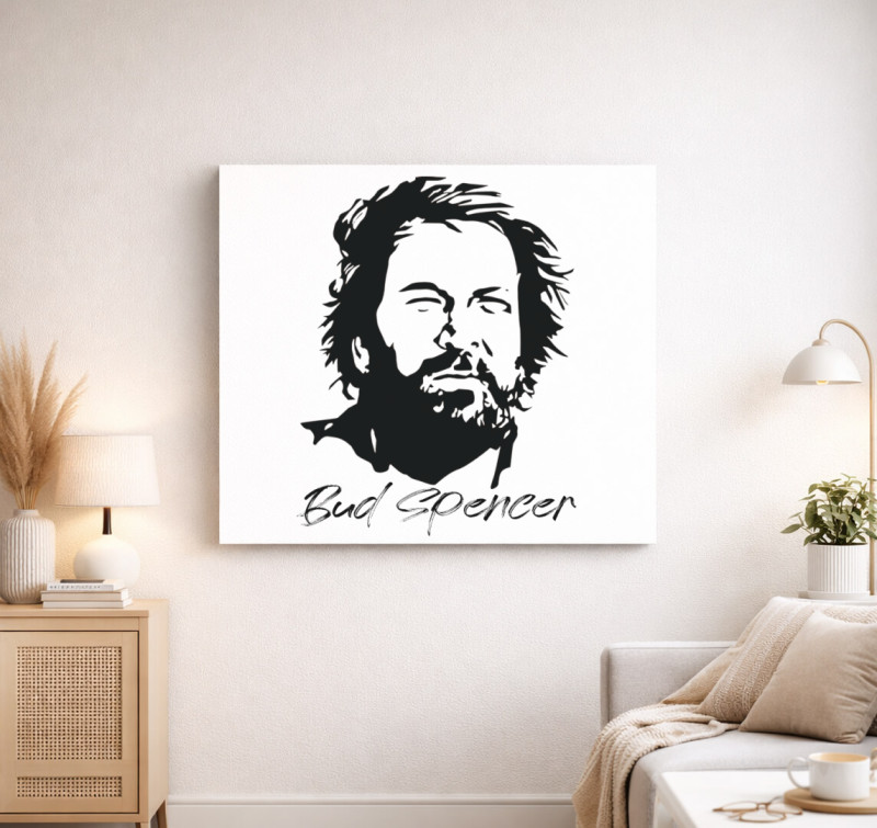 Bud Spencer sziluett vászonkép — Fehér