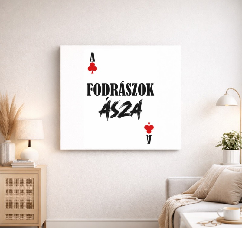 Fodrászok ásza kártyás vászonkép — Fehér