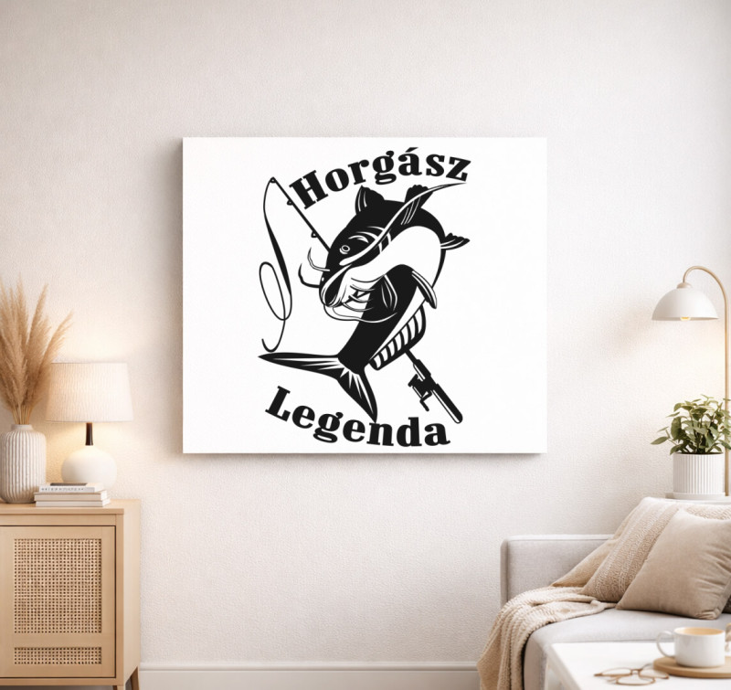 Horgász legenda horgász vászonkép — Fehér
