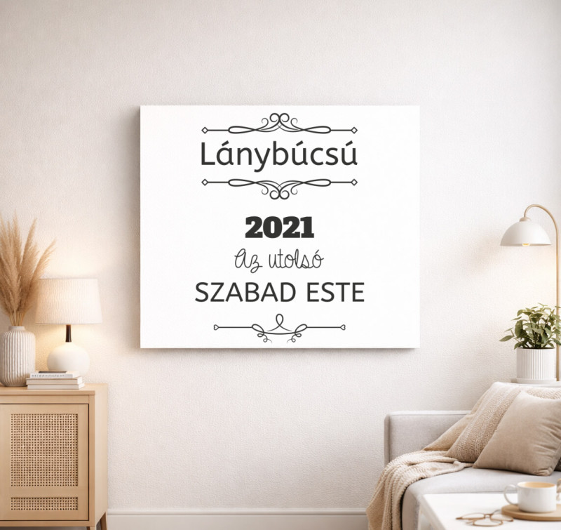 Lánybúcsú utolsó szabad este vászonkép — Fehér