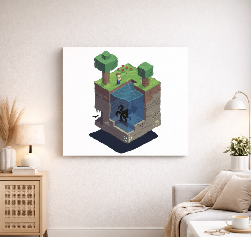 Minecraft Block vászonkép — Fehér