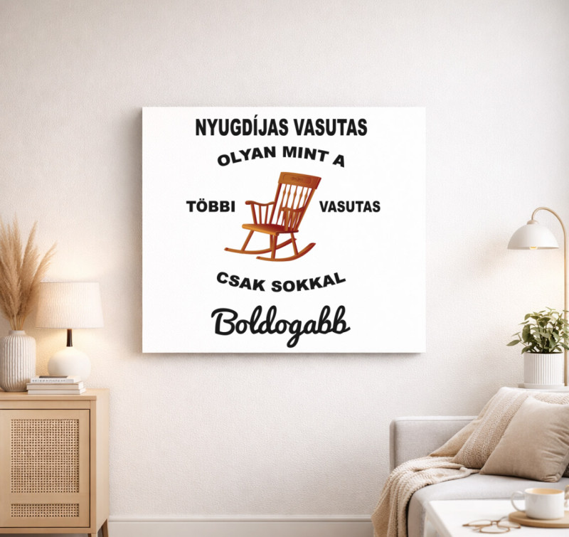 Nyugdíjas vasutas vászonkép — Fehér