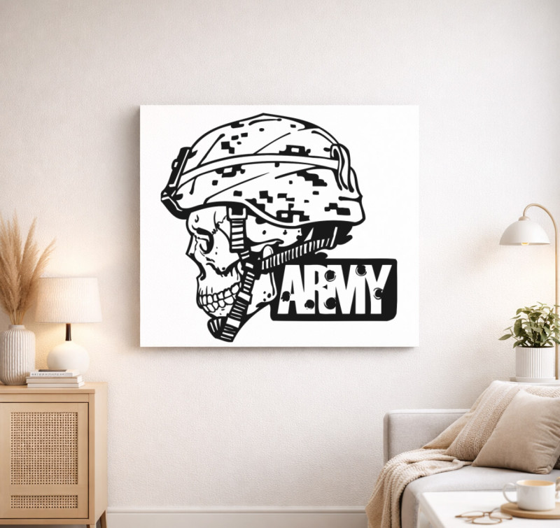 Army koponya vászonkép — Fehér