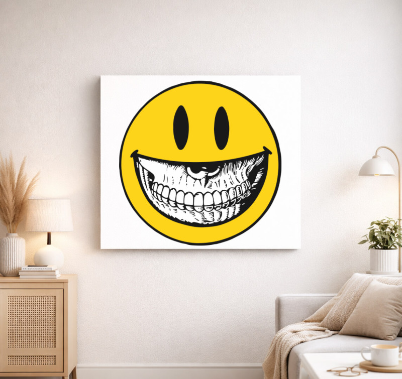 Koponyás smiley vászonkép — Fehér