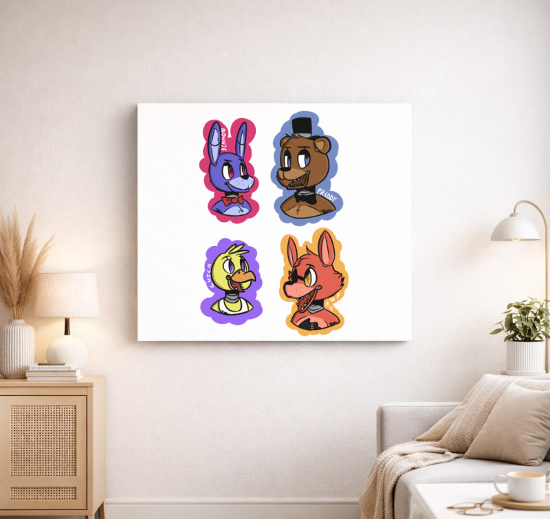 FNAF karakterek art vászonkép — Fehér