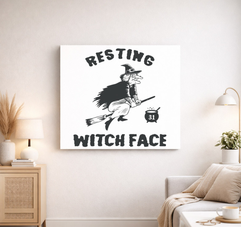 Resting Witch Face vászonkép — Fehér
