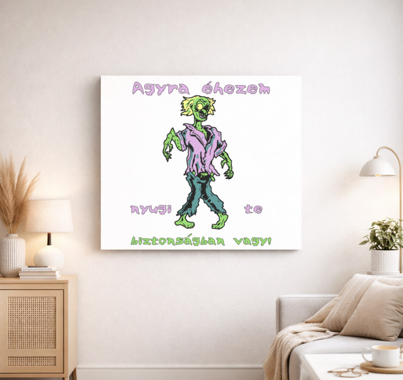 Agyra éhes zombi halloweeni vászonkép — Fehér