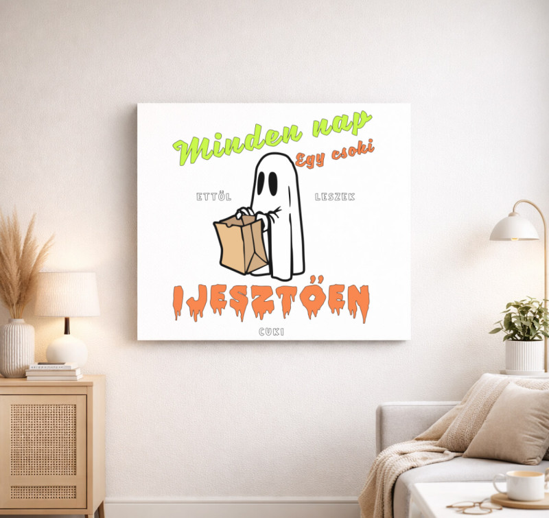 Cuki szellem halloweeni vászonkép — Fehér