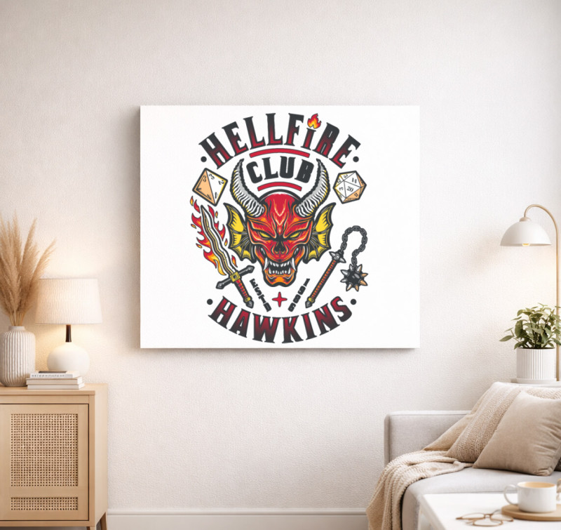 Hellfire Club Stranger Things v2 vászonkép — Fehér