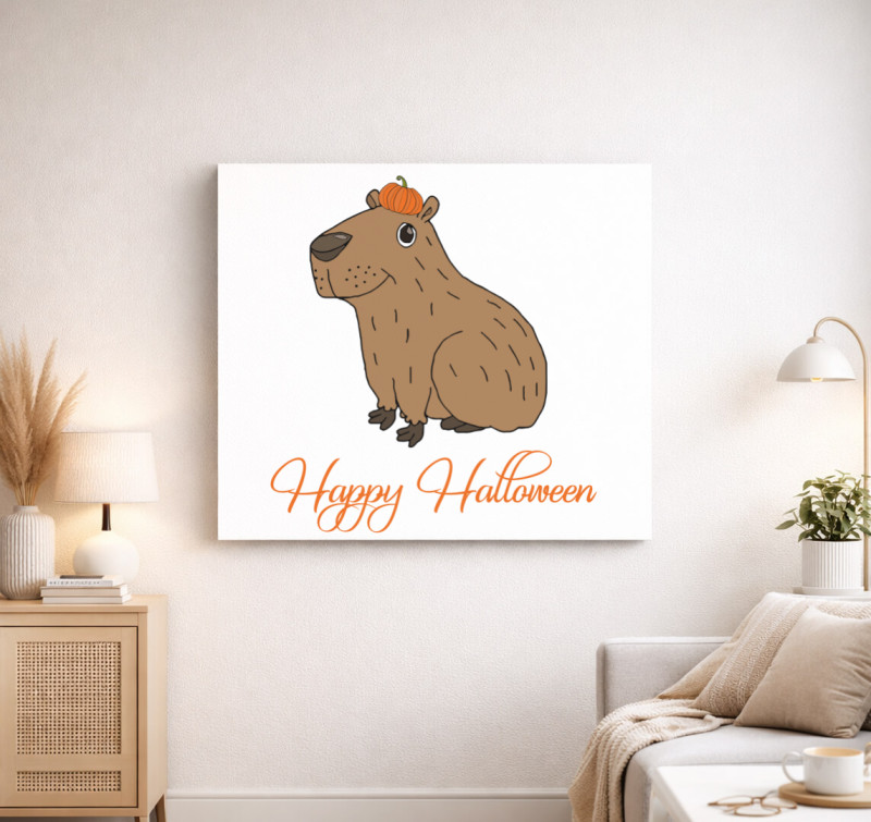 Halloweeni kapibara vászonkép — Fehér