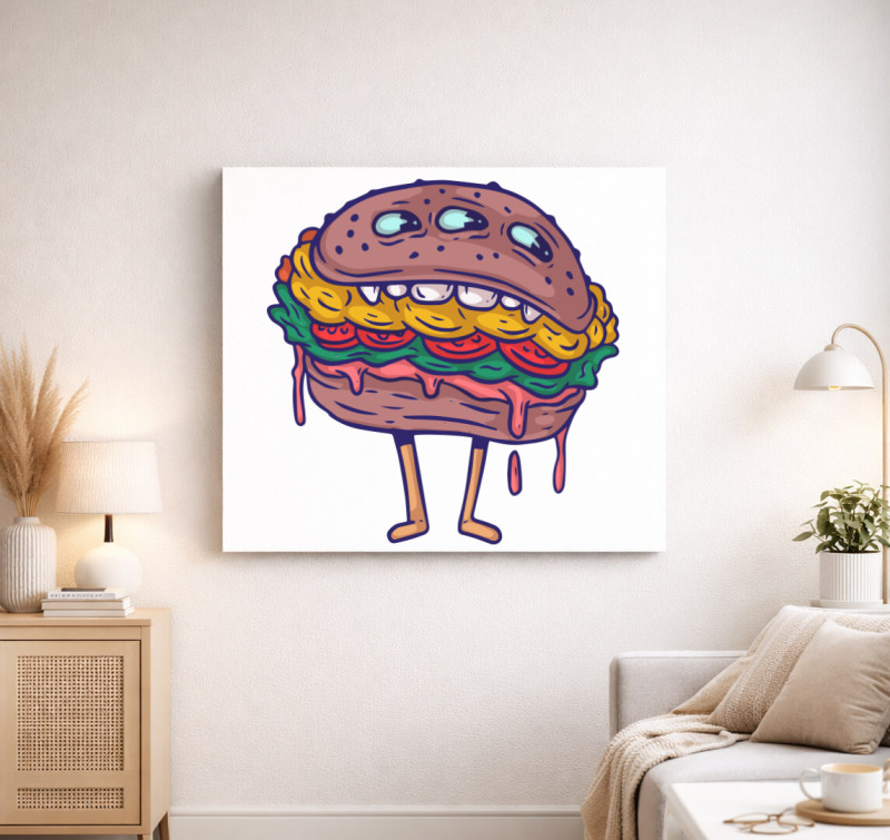 Hamburger szörny vászonkép — Fehér