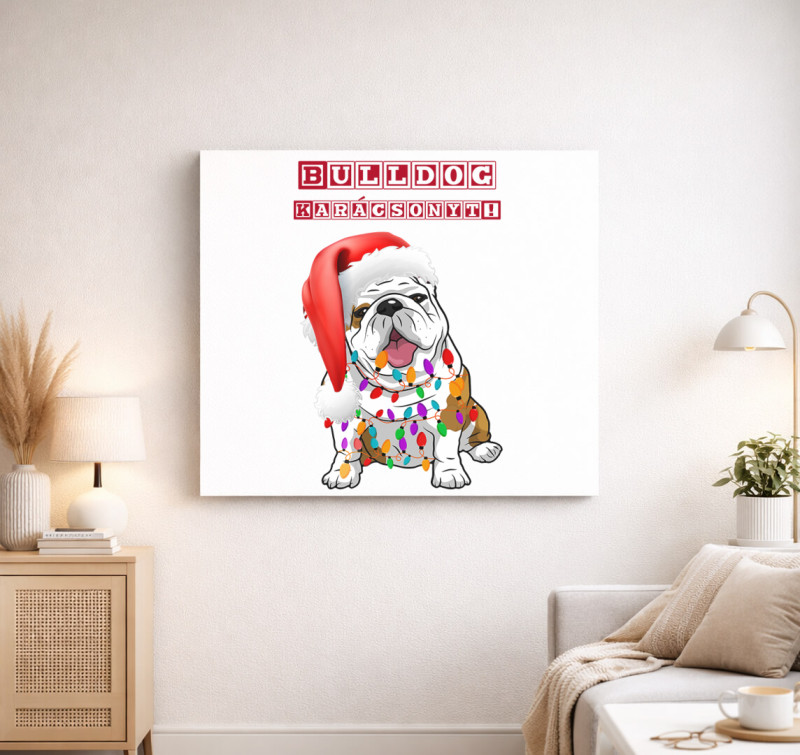 Bulldog Karácsonyt vászonkép — Fehér