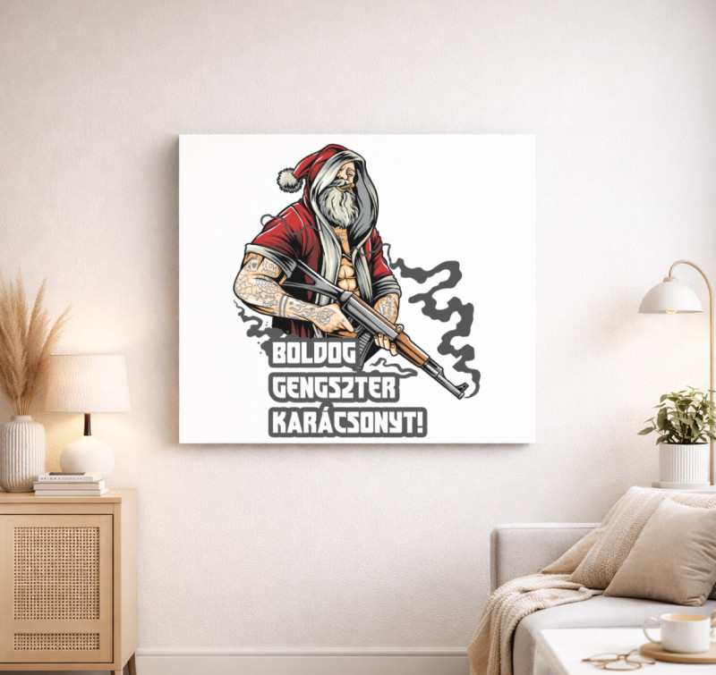 Boldog gengszter karácsonyt vászonkép — Fehér
