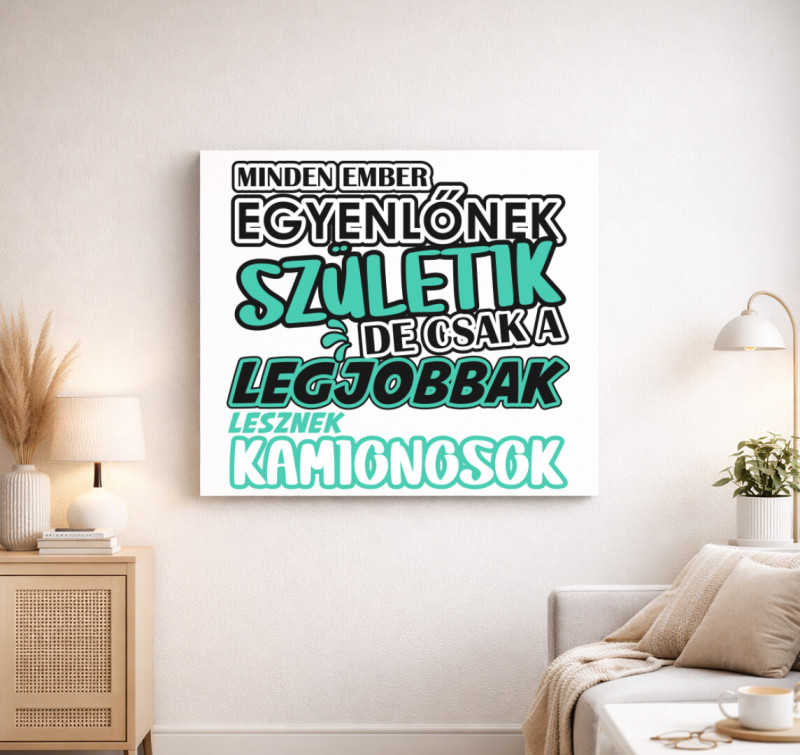 Egyenlőnek születik kaminos vászonkép — Fehér