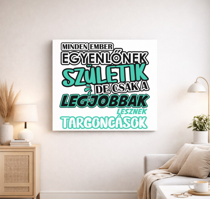 Egyenlőnek születik targoncás vászonkép — Fehér