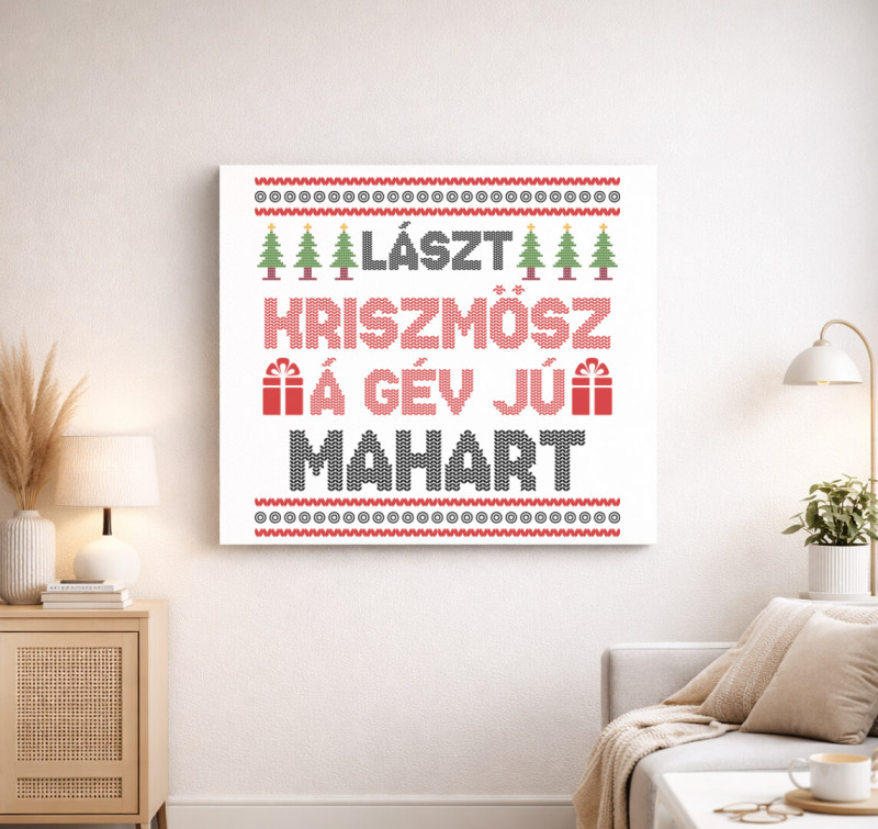 Lászt kriszmösz karácsonyi vászonkép — Fehér