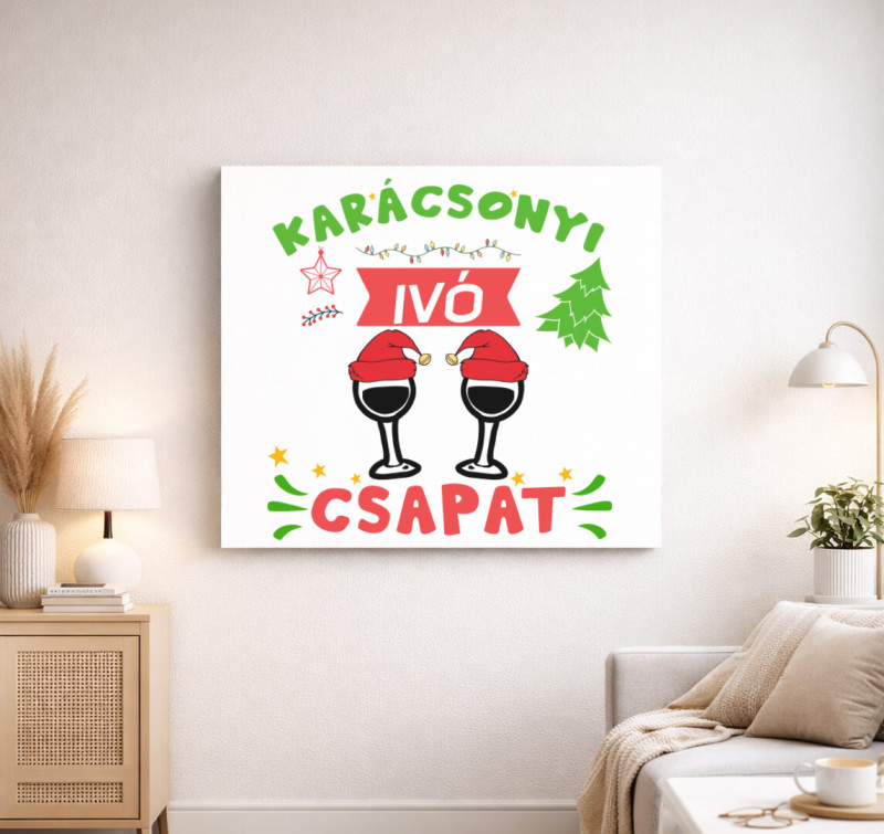Karácsonyi ivó csapat vászonkép — Fehér