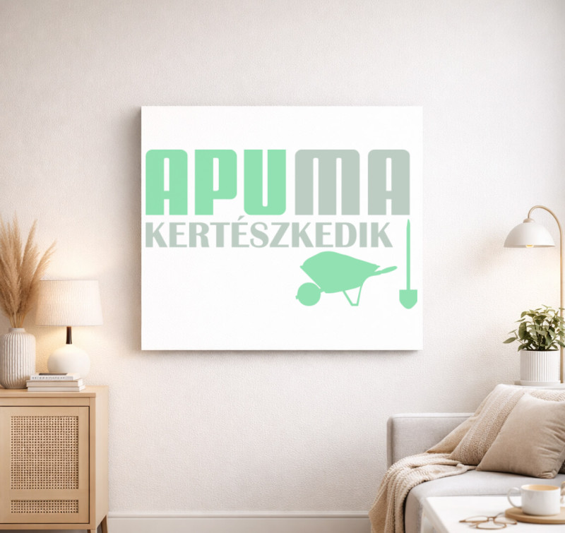 Apu ma kertészkedik vászonkép — Fehér