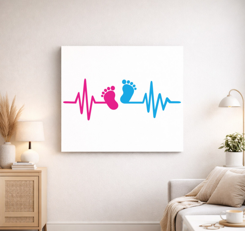 Baba lábak ekg babaváró vászonkép — Fehér