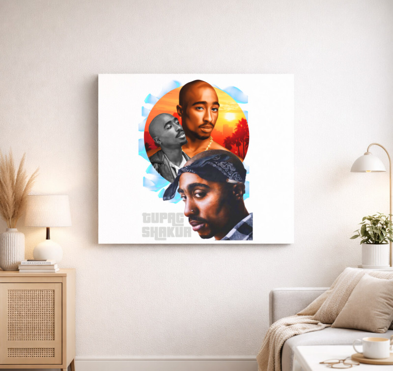 Tupac naplemente vászonkép — Fehér
