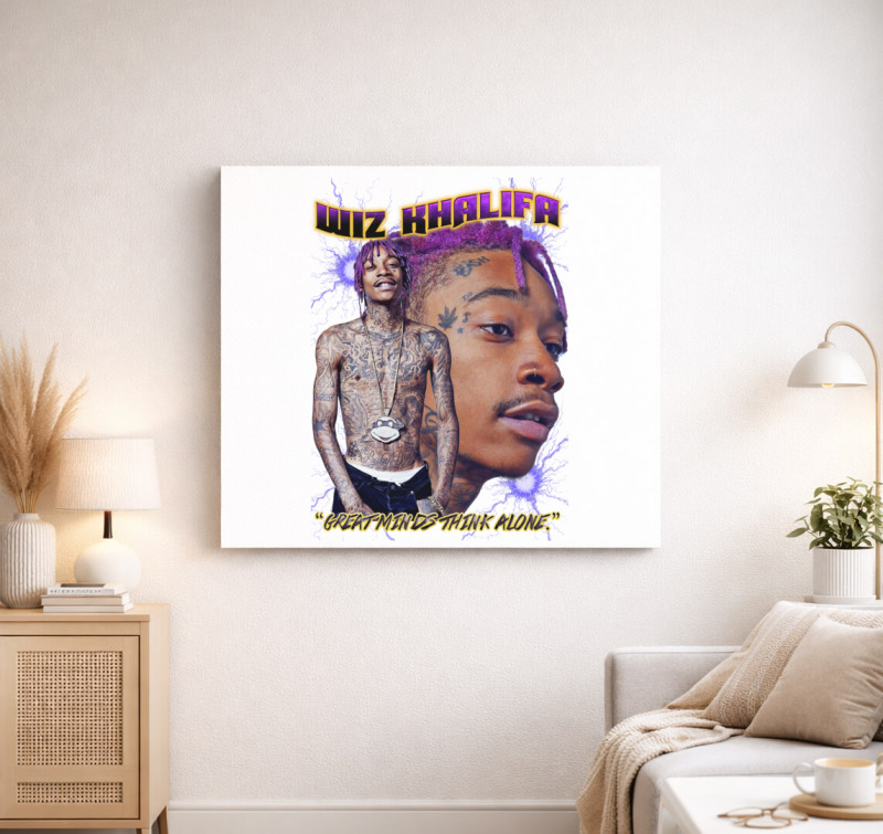 Wiz Khalifa arcképes vászonkép — Fehér