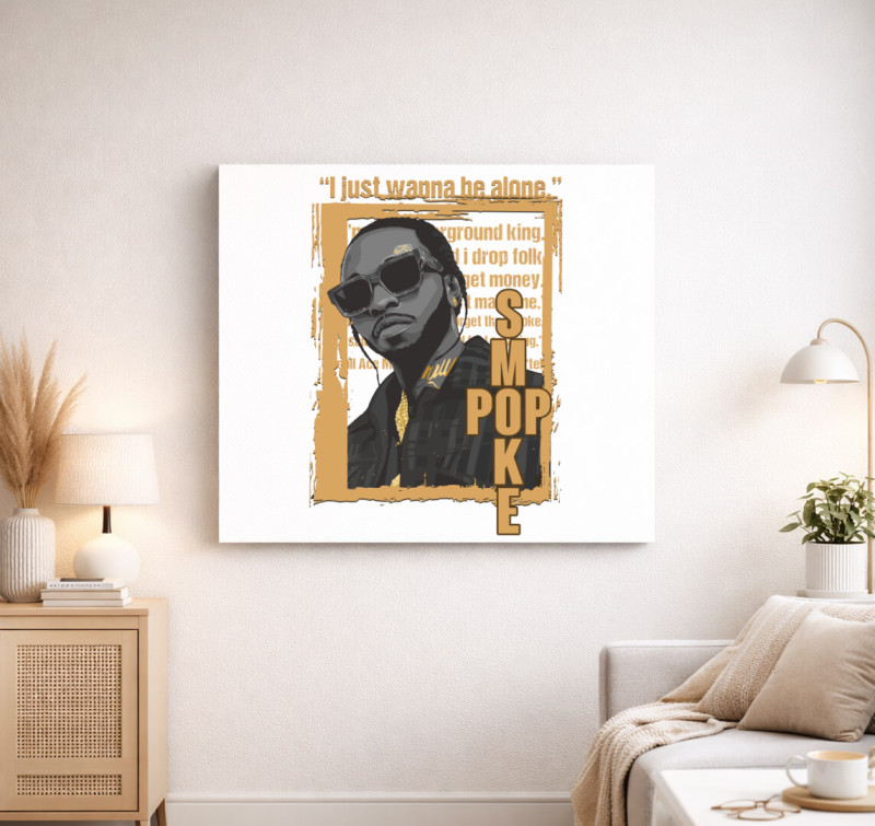 Pop Smoke rapper vászonkép — Fehér