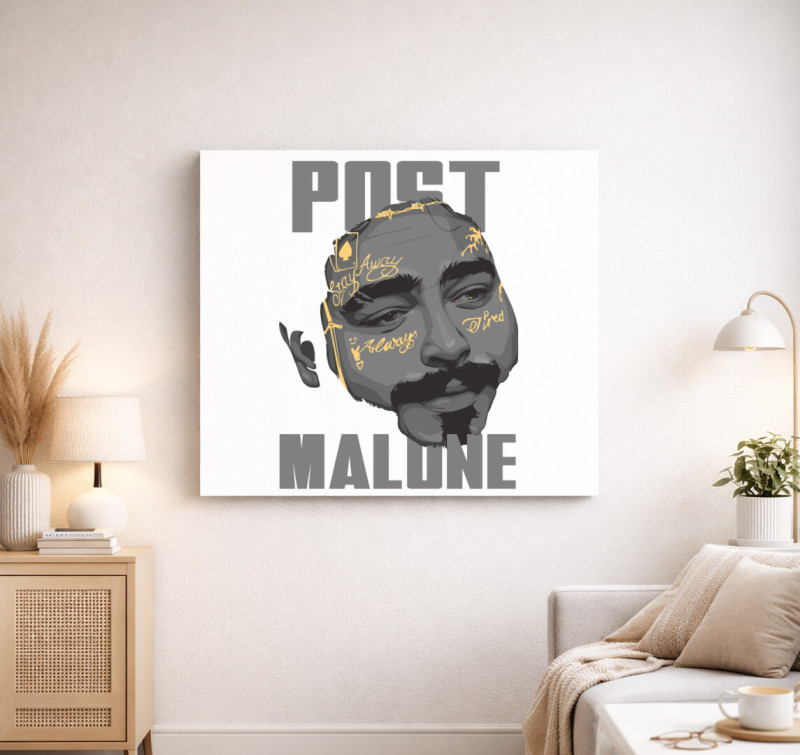Post Malone rapper vászonkép — Fehér