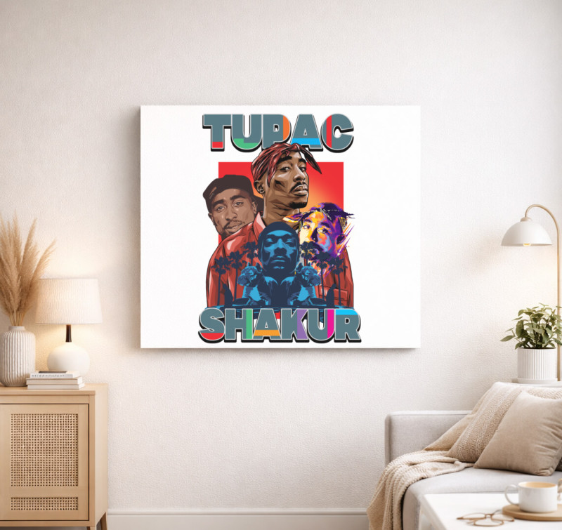 Tupac Shakur a Rapper vászonkép — Fehér