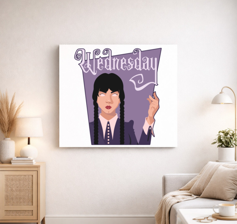 Wednesday Addams karakter vászonkép — Fehér