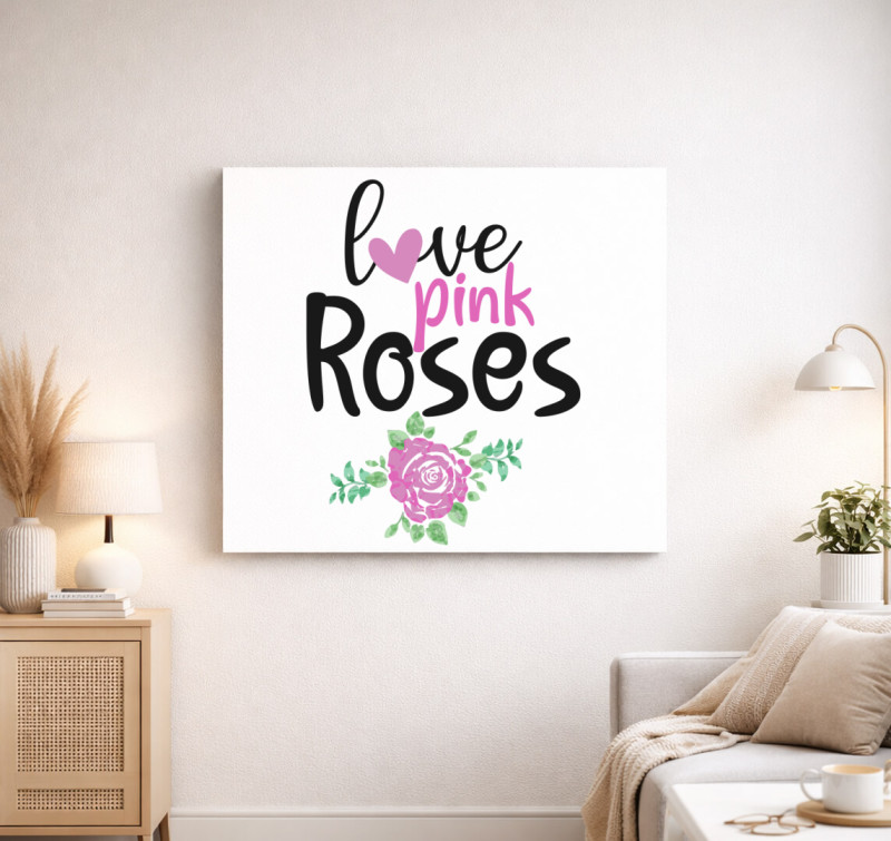 Love Pink Roses vászonkép — Fehér