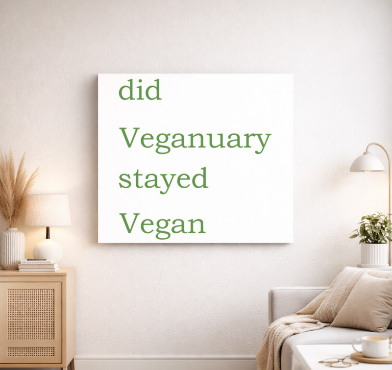 Did Veganuary (zöld betűs) vászonkép — Fehér