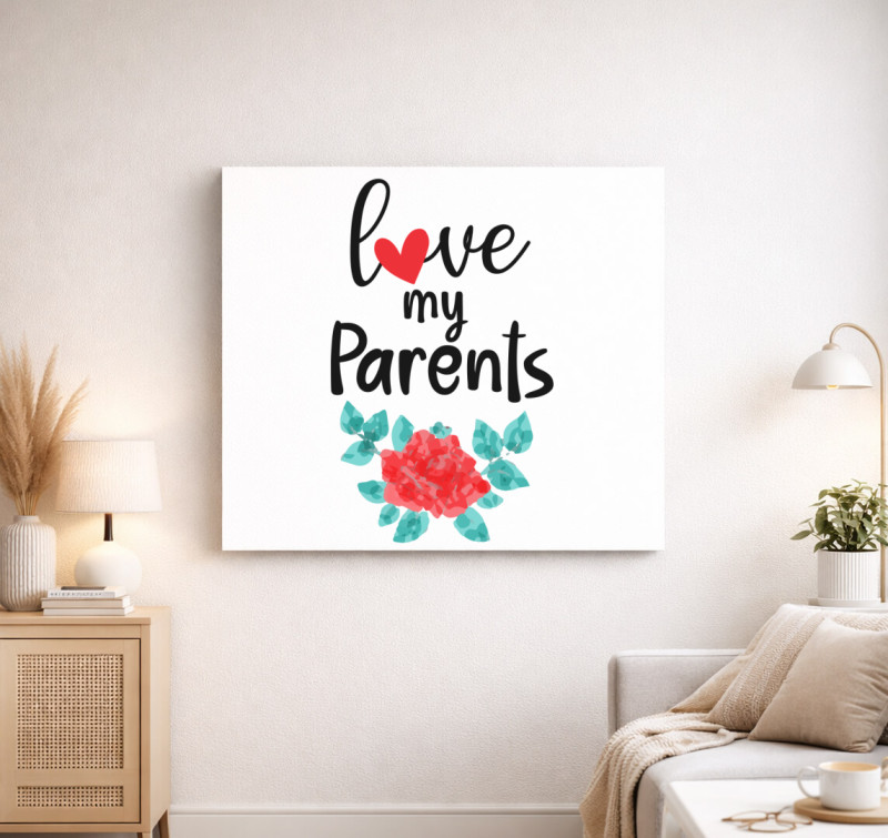 Love my Parents vászonkép — Fehér