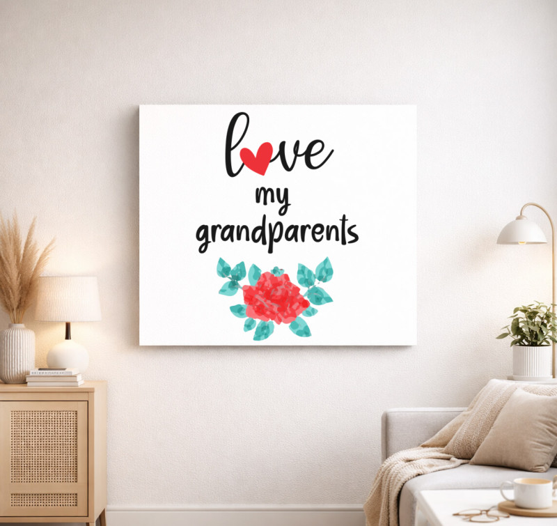 Love my Grandparents vászonkép — Fehér