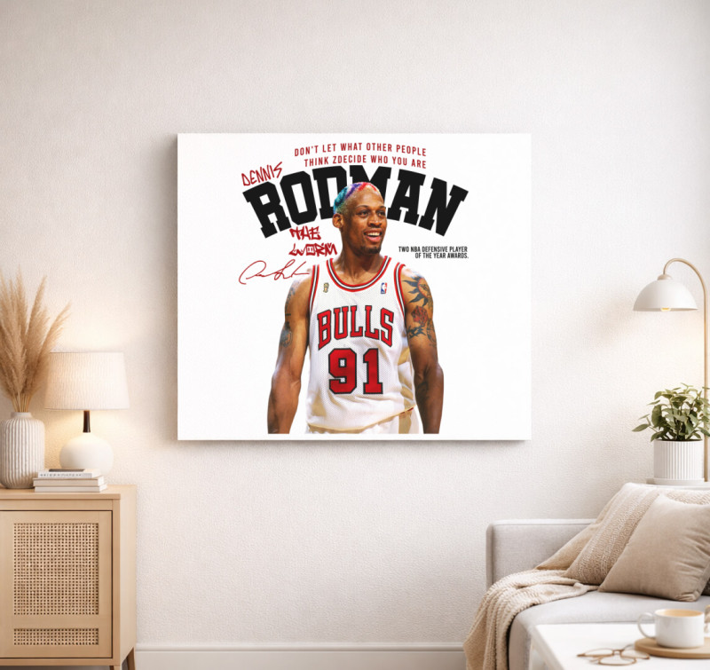 Dennis Rodman The Worm vászonkép — Fehér