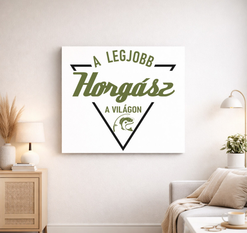 A legjobb horgász a világon horgász vászonkép — Fehér