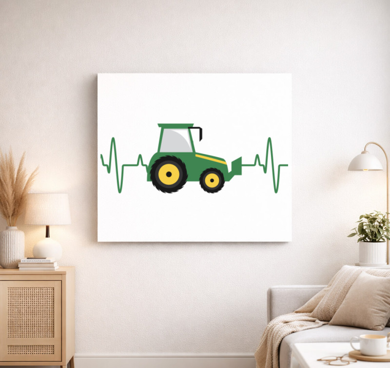 Traktor ekg vászonkép — Fehér