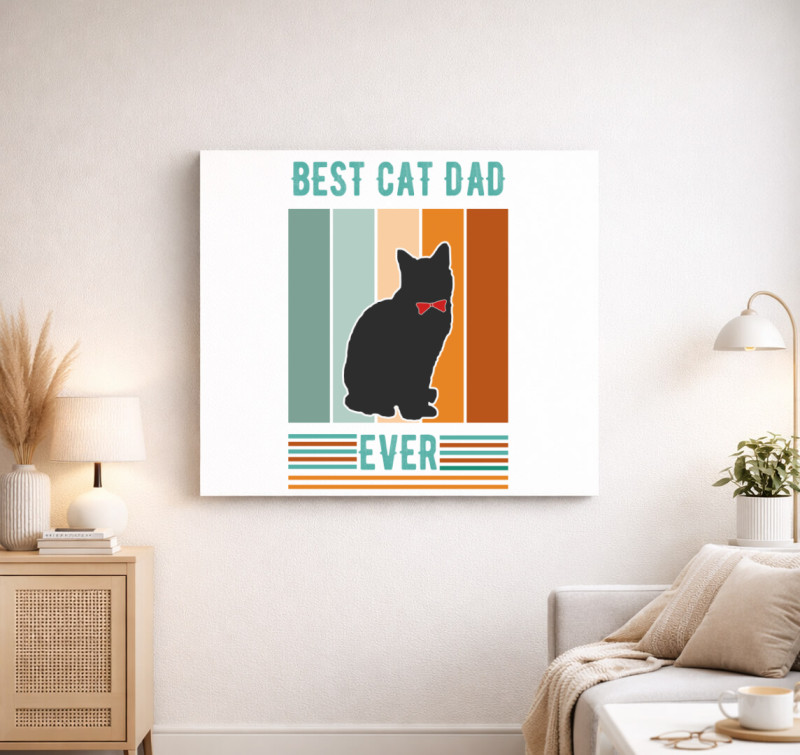 Best Cat Dad vászonkép — Fehér