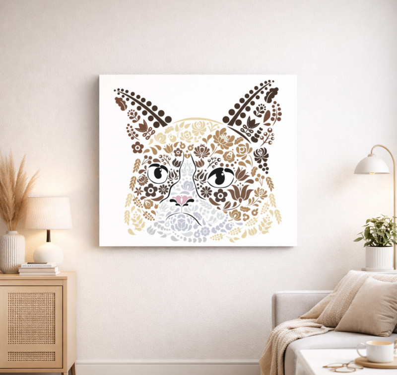 Magyaros Grumpy cat vászonkép — Fehér