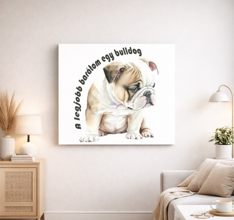 A legjobb barátom egy bulldog vászonkép — Fehér