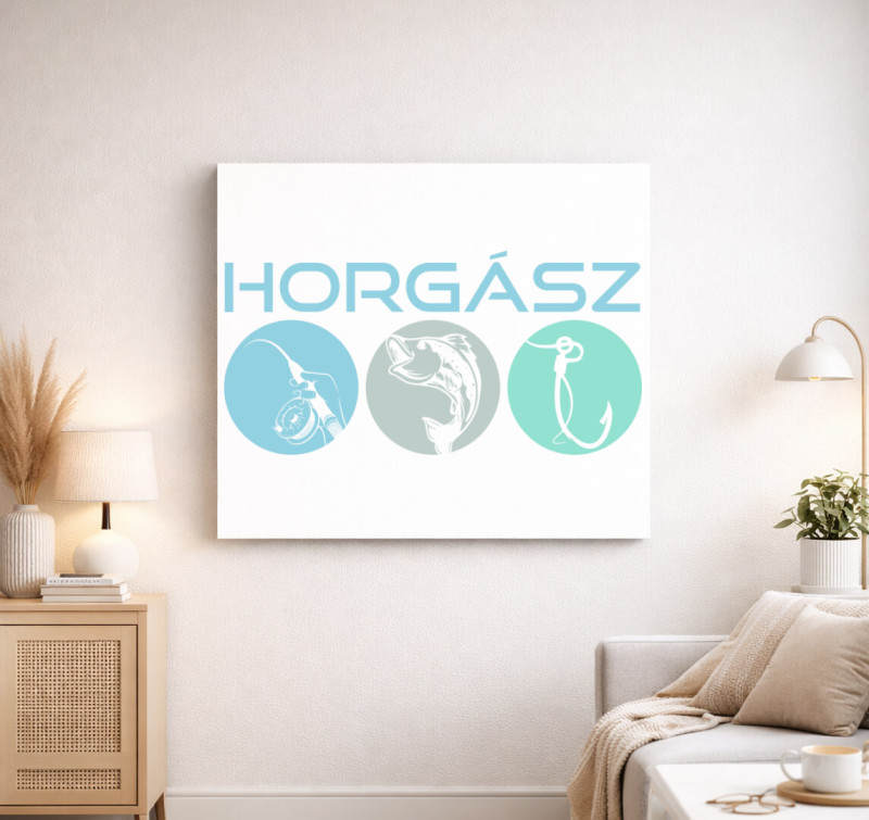 Horgász icon vászonkép — Fehér