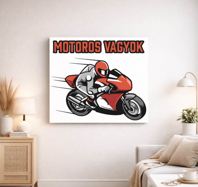 Motoros vagyok motor vászonkép — Fehér